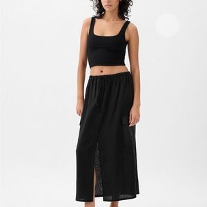 BNWT GAP LINEN BLEND CARGO SKIRT BLACK SMALL